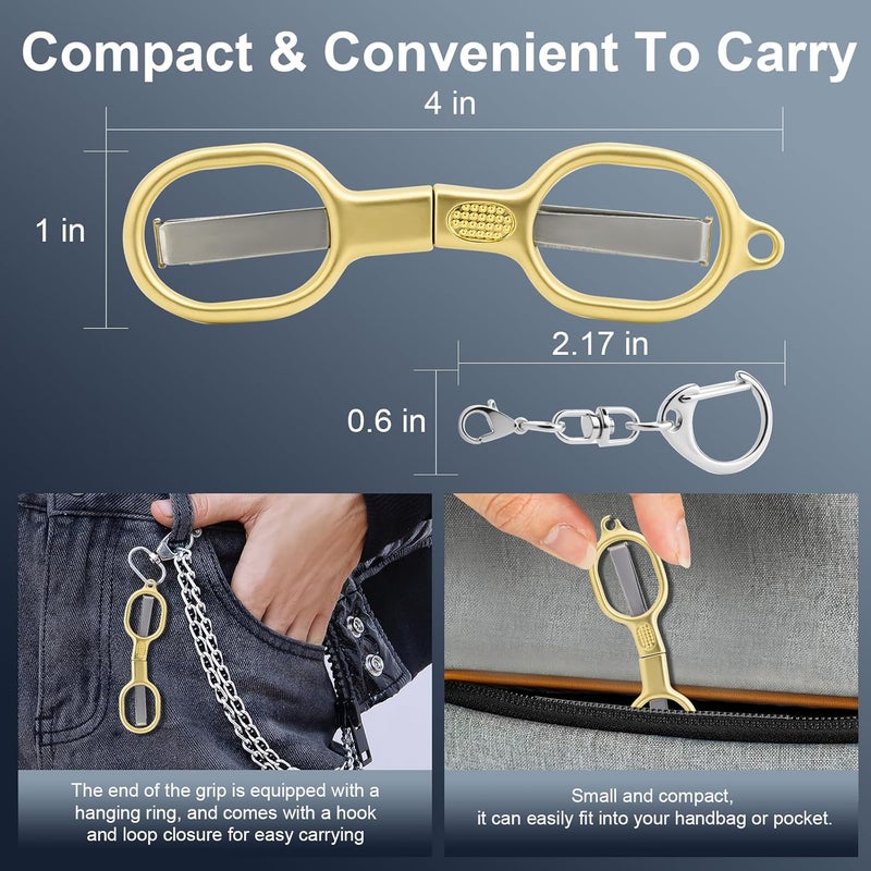 BSADIY 2 Pcs Folding Stainless Steel Portable Mini Small Travel Scissors, Safety Foldable Pocket Badge Nursing Scissors with 2 Keychain for Travel, Home, Office, Craft, Sewing (Gold) - Image 2